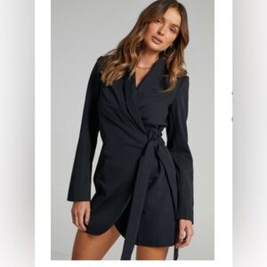 Showpo Rosia wrap style blazer dress in black worn once like new. Size 6.